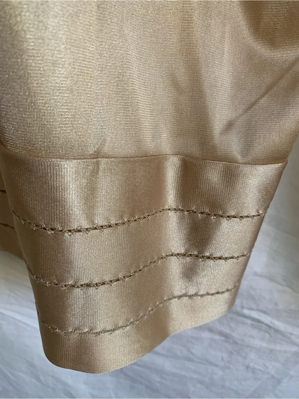 Vintage Velrose Size 5X Women’s Beige Slip Shorts with Adjustable Lace-Trim Hem